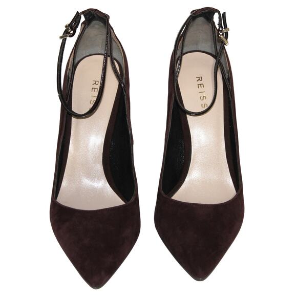 Reiss Brown Suede Pointed Toe Stiletto High Heels Size 8.5 - Picture 2 of 7
